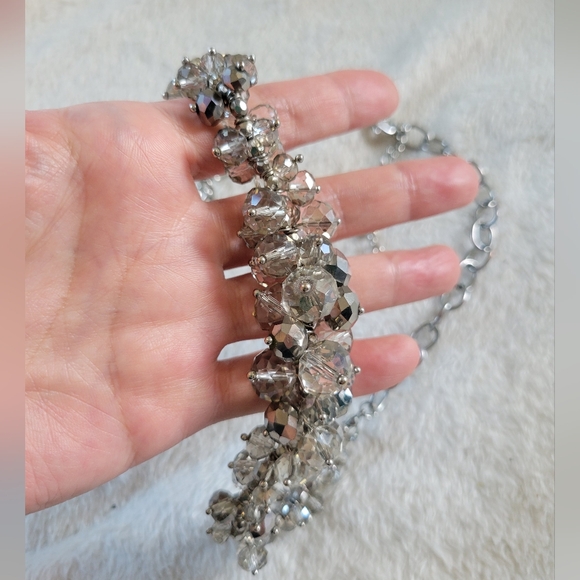 Simply Vera Vera Wang | Elegant Silver Tone Glass Beaded Cluster Necklace - Picture 4 of 9